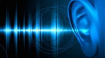 ear listening with circles and sound waves bouncing in