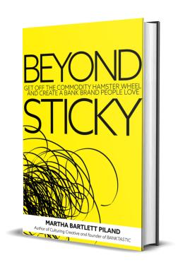 Beyond Sticky Cover Bank Marketing Book in bright yellow with a scribble illustration resembling a tumbleweed